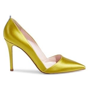NWT Sarah Jessica Parker Rampling Satin Pumps in Yellow